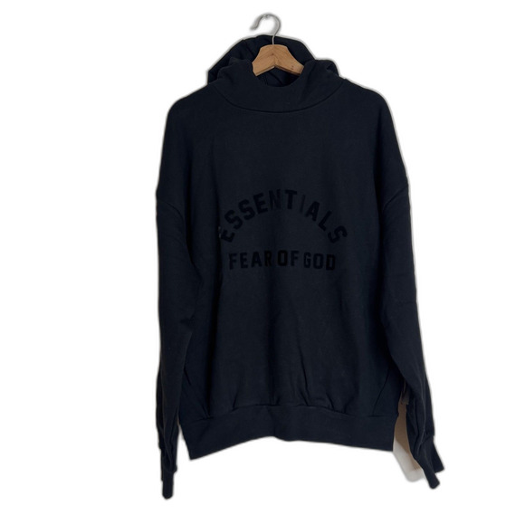 Fear Of God Essentials Hoodie Mens Small Black Fleece Pullover Sweatshirt Logo - Picture 2 of 15